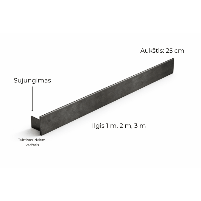 Metalinis pakeliamos lysvės bortelis - šonas