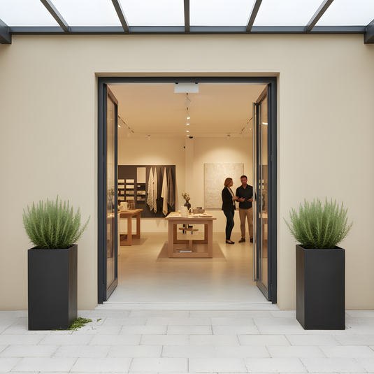 Metaliniai lauko vazonai aplinkai